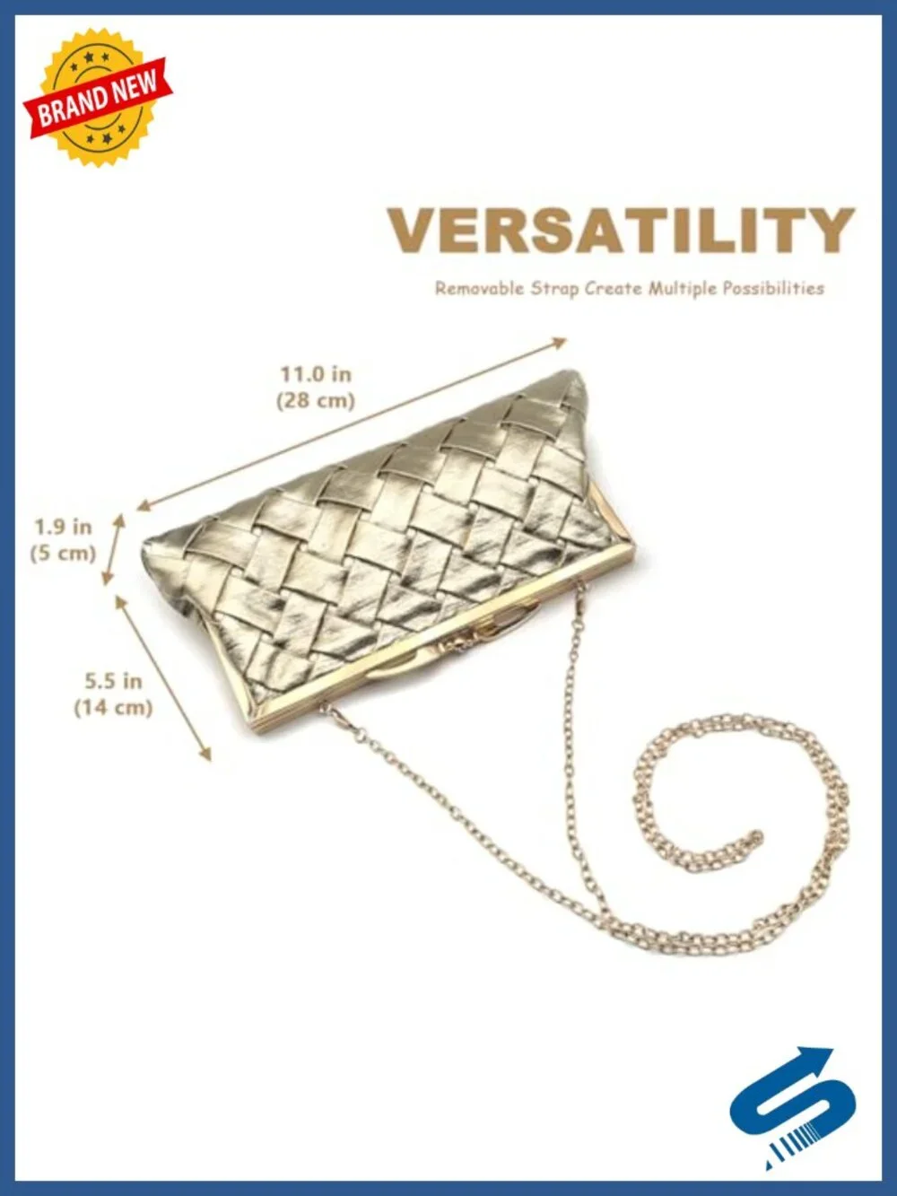 Luxury Checkered Evening Bag with Detachable Chain, Microfiber Leather Clutch